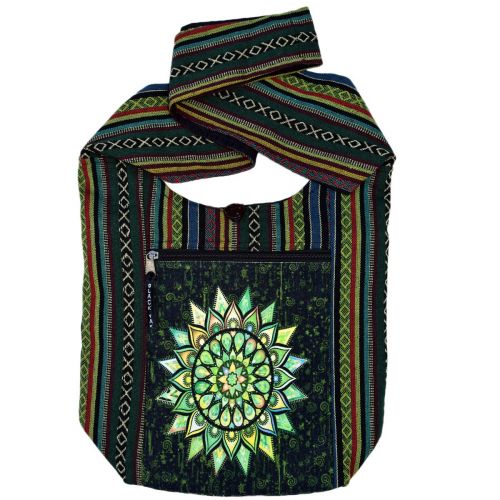 Large Mandela Print Beach Bag - Green