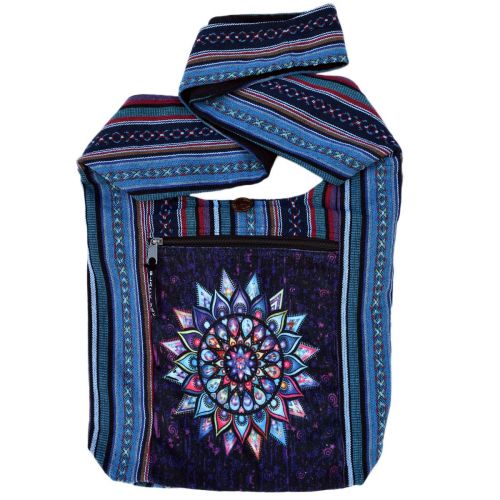 Large Mandela Print Beach Bag - Blue
