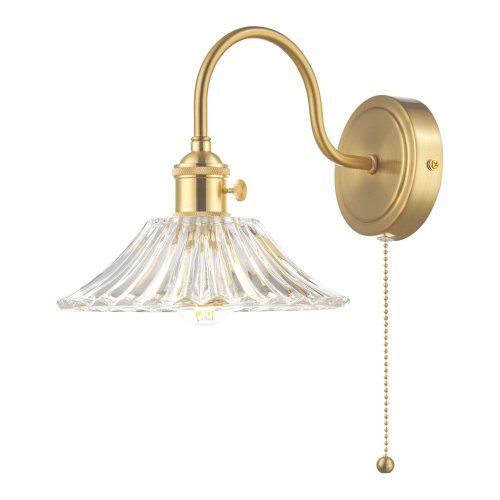 1lt Wall Light Brass With Clear Flared Glass Shade