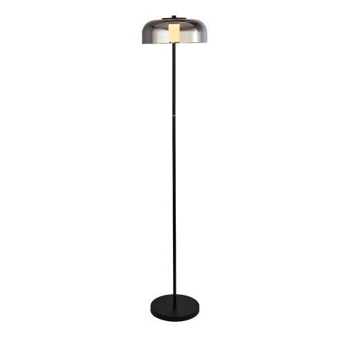 Searchlight Frisbee 1Lt Led Floor Lamp, Matt Black With Smoked Glass