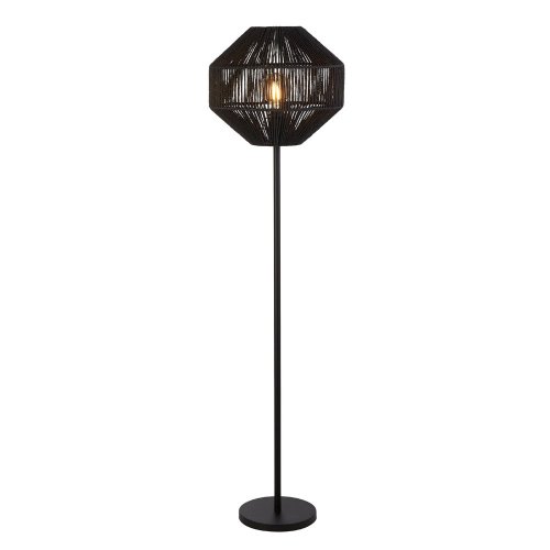 Searchlight Wicker Floor Lamp, Black Wicker