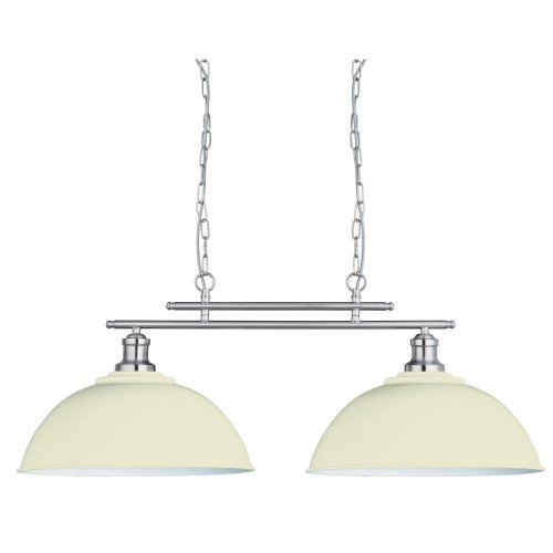 Searchlight Fusion 2 Light Ceiling Bar, Satin Silver, Cream Shades