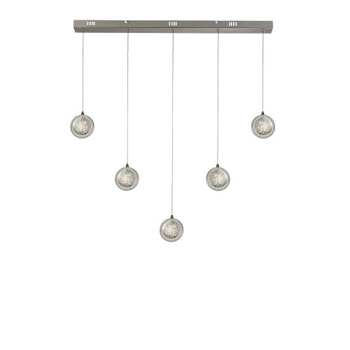Searchlight Quartz 5 Light Bar Pendant, Bubble Glass With Detailed Rim