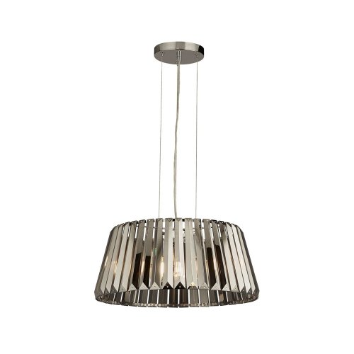 Searchlight Tiara 5Lt Pendant, Chrome Smoke Glass