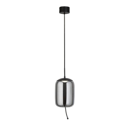 Searchlight Lisbon 1Lt Led Pendant,Black And Smoked Glass