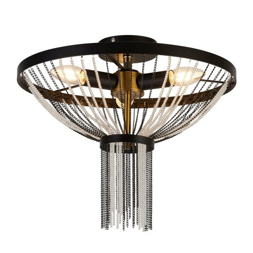 Searchlight Baguette 3Lt Ceiling Light, Black With Satin Brass