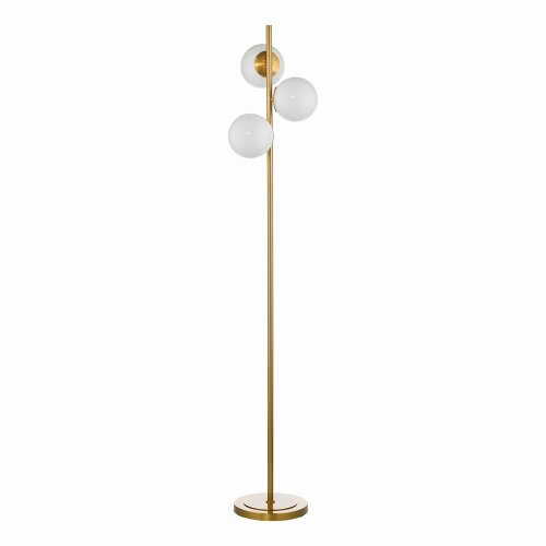 Bombazine 3 Light Floor Lamp Natural Brass Opal Glass