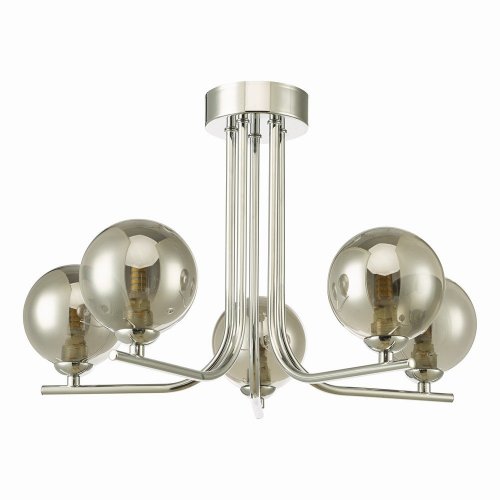 Cradle 5 Light Semi Flush Polished Chrome Smoked Glass