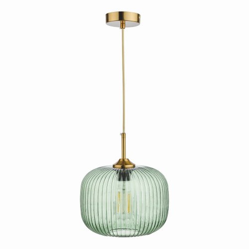 Demarius 1 Light Pendant Green Glass Bronze Detail