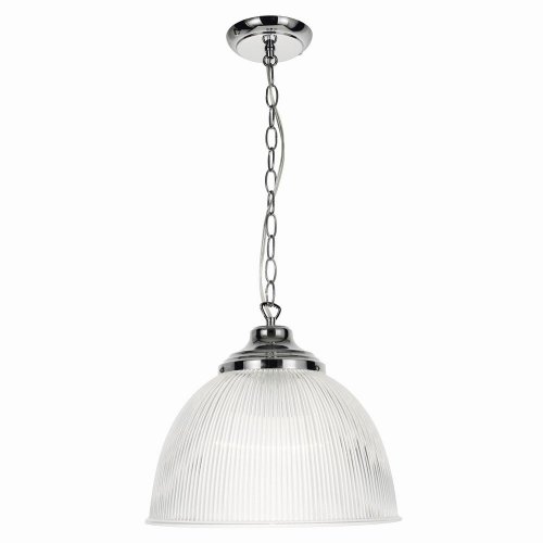 Nahla 1 Light Pendant Ribbed Glass Polished Chrome