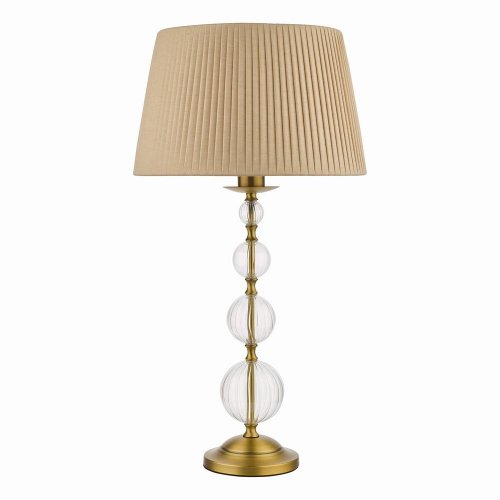 Lyzette 1 Light Table Lamp Aged Brass Ribbed Glass With Shade
