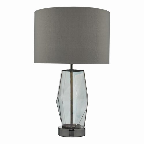 Mubina Touch Table Lamp Black Chrome Smoked Glass With Shade