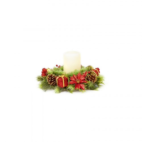Premier Decorations 30cm Plastic Candle Ring - Red & Gold Drum & Parcel