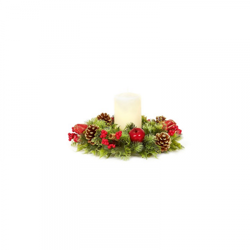Premier Housewares 30cm Plastic Candle Ring - Red Apple & Cone