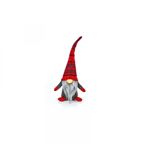 Premier Decorations Lit Standing Grey & Red Gonk with Red Tartan Hat 36cm