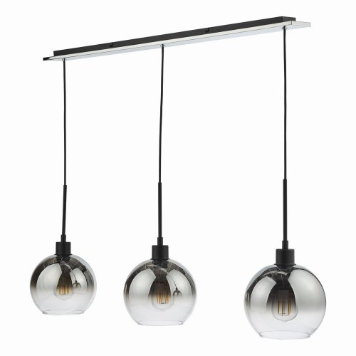 Lycia 3 Light Bar Pendant Matt Black Ombre Smoked Glass