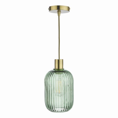 Sawyer Easy Fit Pendant Green Ribbed Glass