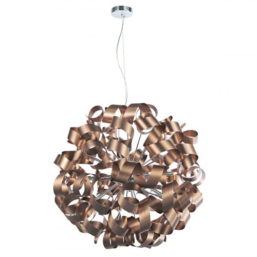 Dar Rawley 12 Light Ribbon Pendant Satin Copper