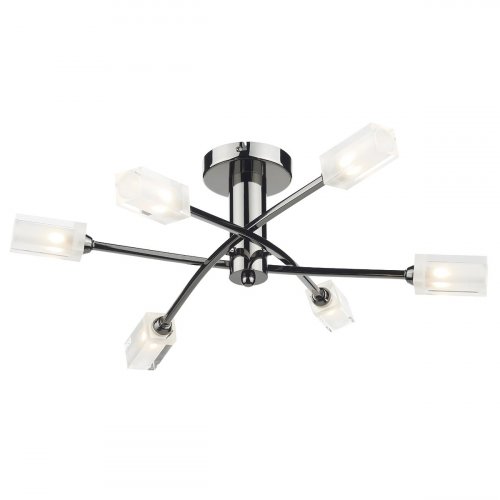 Dar Morgan 6 Light Semi Flush Black Chrome