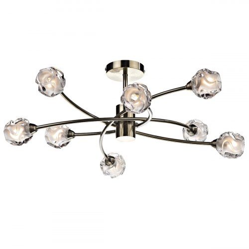 Dar Seattle 8 Light Semi Flush Antique Brass