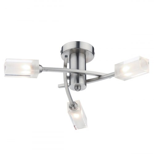 Dar Morgan 3 Light Semi Flush Ceiling Light Satin Chrome