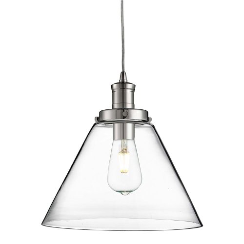 Searchlight Pyramid 1 Light Pendant Chrome Clear Pyramid Glass Shade