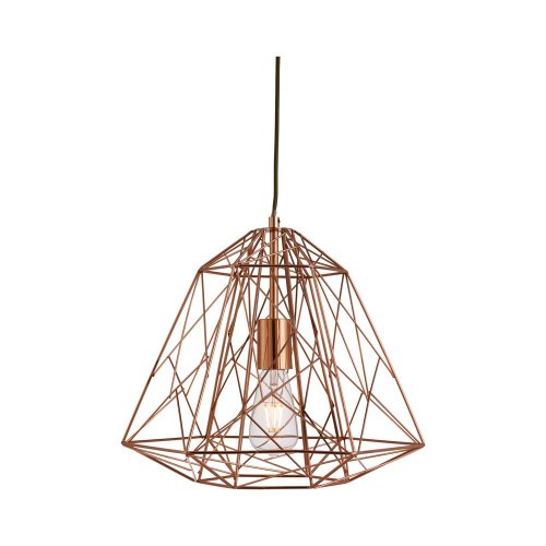 Searchlight Geometric Cage Frame Pendant Shiny Copper