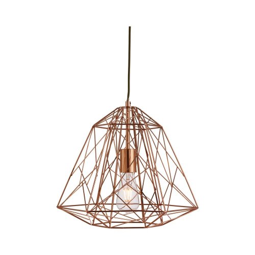 Searchlight Geometric Cage 1 Light Frame Pendant Shiny Copper