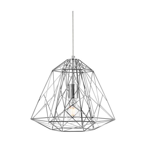 Searchlight Geometric Cage 1 Light Frame Pendant Chrome