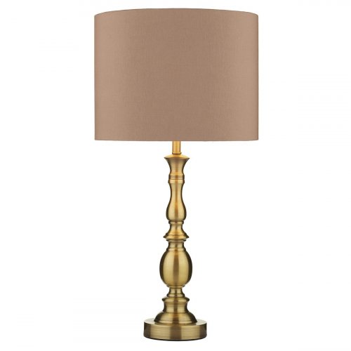 Dar Madrid Ball Table Lamp Antique Brass with Shade