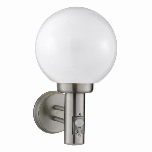 Searchlight Orb Lantern Outdoor Wall Light - Stainless Steel/White Shade