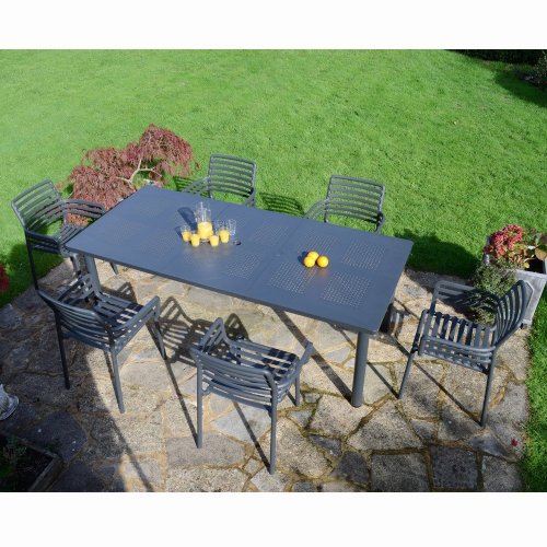 Libeccio Dining Table With 6 Doga Chair Set Anthracite