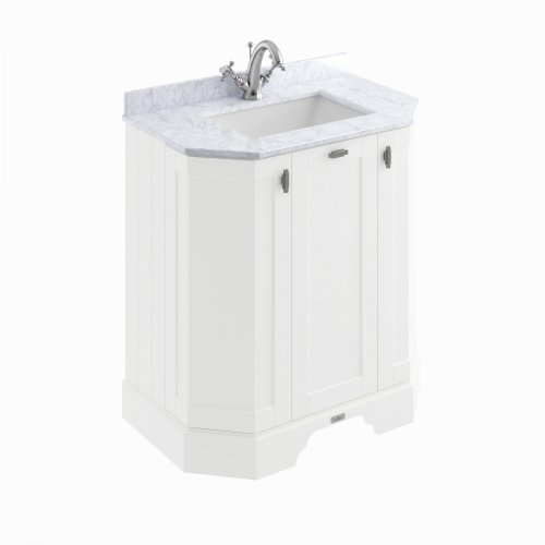 BC Designs Victrion 750mm Nimbus White 3 Door Angled Basin Unit