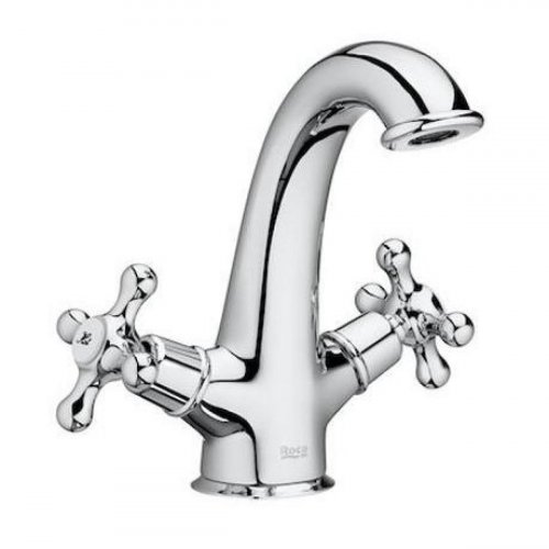 Roca Carmen Twin-Lever Basin Mixer Tap with Press Down Waste