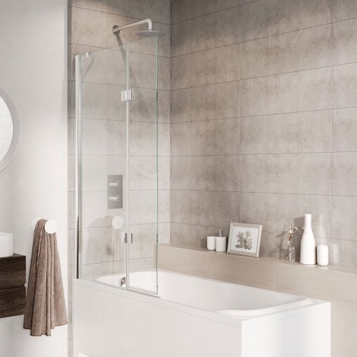 Roman Innov8 Outward Folding Bath Screen Left Hand - Chrome