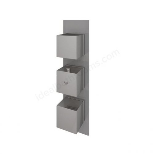 RAK Feeling Thermostatic 2 Outlet 3 Handle Grey Square Shower Valve