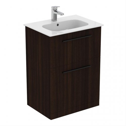 Ideal Standard i.life A Floorstanding 60cm 2 Drawer Coffee Oak Vanity Unit