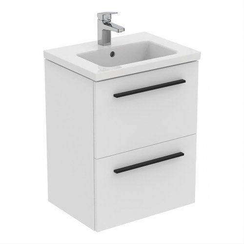 Ideal Standard i.life S Compact Wall Hung 50cm 2 Drawer Matt White Vanity Unit