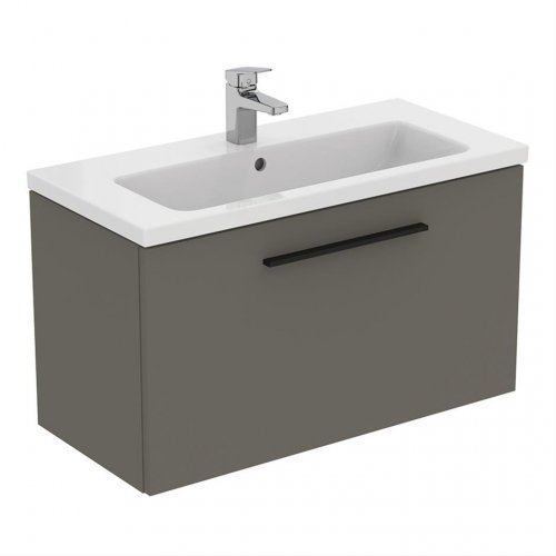 Ideal Standard i.life S Compact Wall Hung 80cm 1 Drawer Matt Quartz Grey Vanity Unit