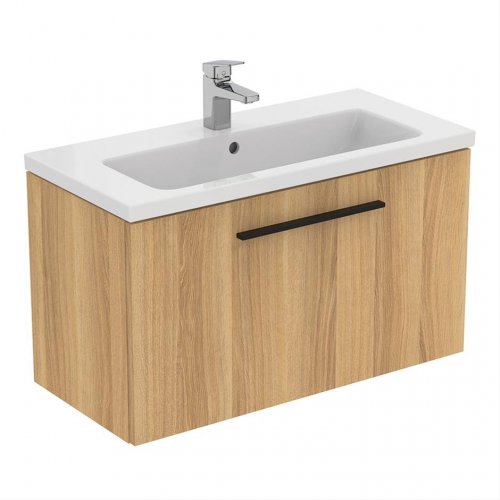 Ideal Standard i.life S Compact Wall Hung 80cm 1 Drawer Natural Oak Vanity Unit