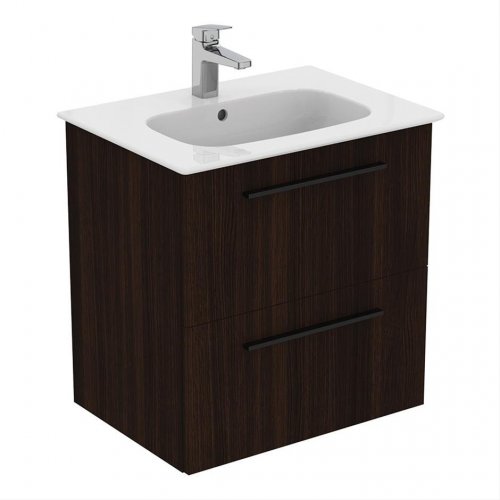 Ideal Standard i.life A Wall Hung 60cm 2 Drawer Coffee Oak Vanity Unit