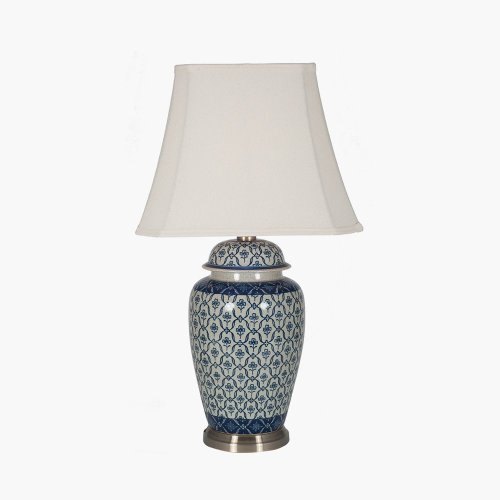 Pacific Lifestyle Chika Blue and White Ceramic Ginger Jar Table Lamp