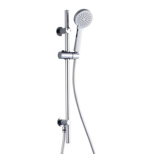 RAK Chrome Round Slide Rail Kit With 3 Function Shower Handset And Integral Wall Outlet