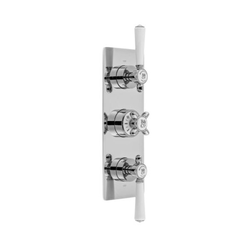Booth & Co. Axbridge Cross 3 Outlet, 3 Handle Concealed Thermostatic Valve - Chrome