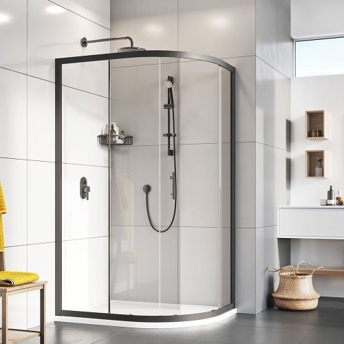 Roman Innov8 800 x 900mm Matt Black Curved Quadrant