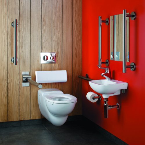 Armitage Shanks Contour 21 Doc M Wall Mounted Pack with Stainless Steel Rails - Right Hand