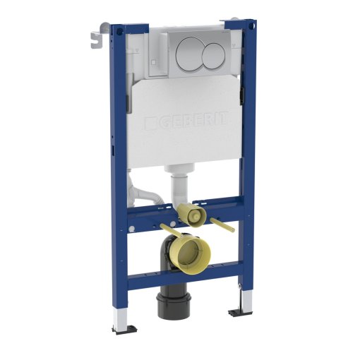 Geberit Alpha 980mm Frame & Cistern for Wall-Hung WC with Alpha01 Round Flush Plate