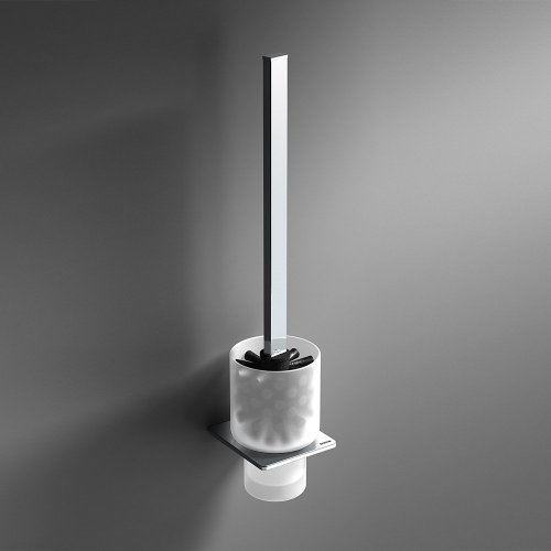 Origins Living S Cube Toilet Brush & Holder Set - Chrome