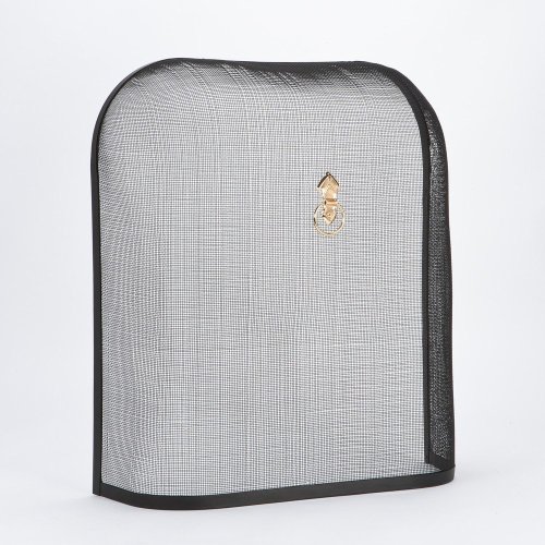 Inglenook Dome Shaped Black Spark Guard with Brass Ring