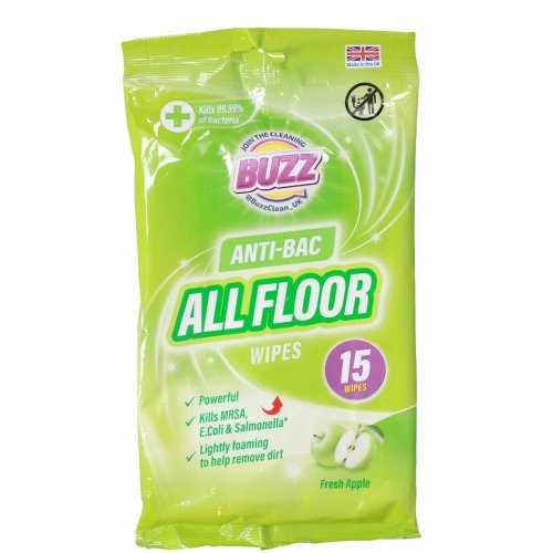 Buzz Floor Apple Antibactrial Wipe -15pk